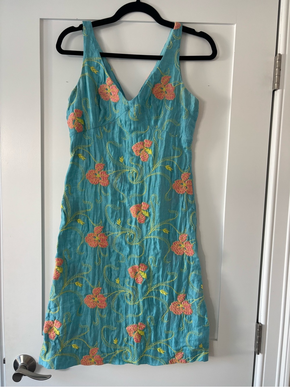 TOCCA Teal Floral Embroidered Dress Size 6 | Vintage Style Sleeveless